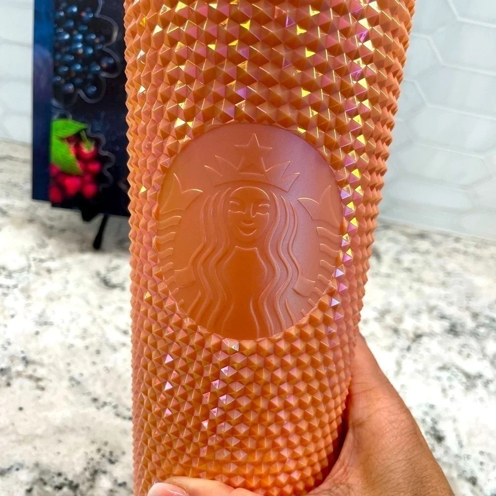 Starbucks 2024 Iridescent Peach Pink Holiday PVD Studded Bling Tumbler. NWT. WOW